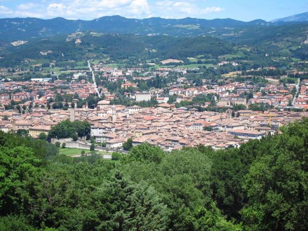 view from above of Città di Castello and the Upper Tiber Valley